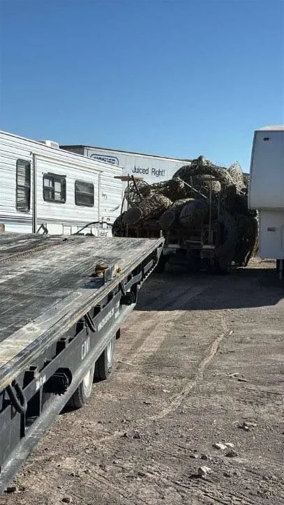 Zulai loaded on a flatbed for transport to Black Rock City